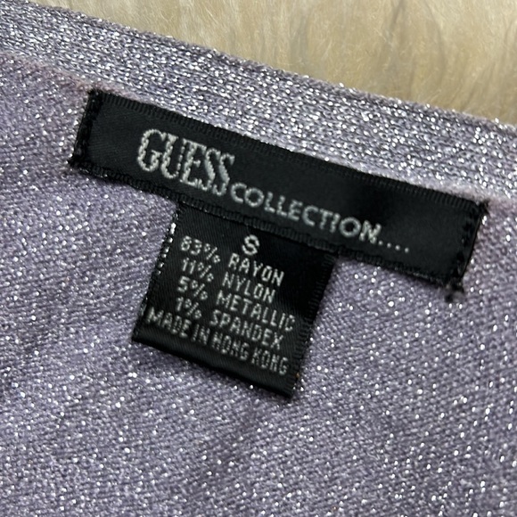 Vintage guess collection metallic lavender small V-neck cardigan women’s small - Picture 6 of 9